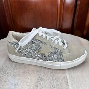 Steven New York Rubie Glitter Womens Sneakers Size 7 Silver Gray Suede Shoes